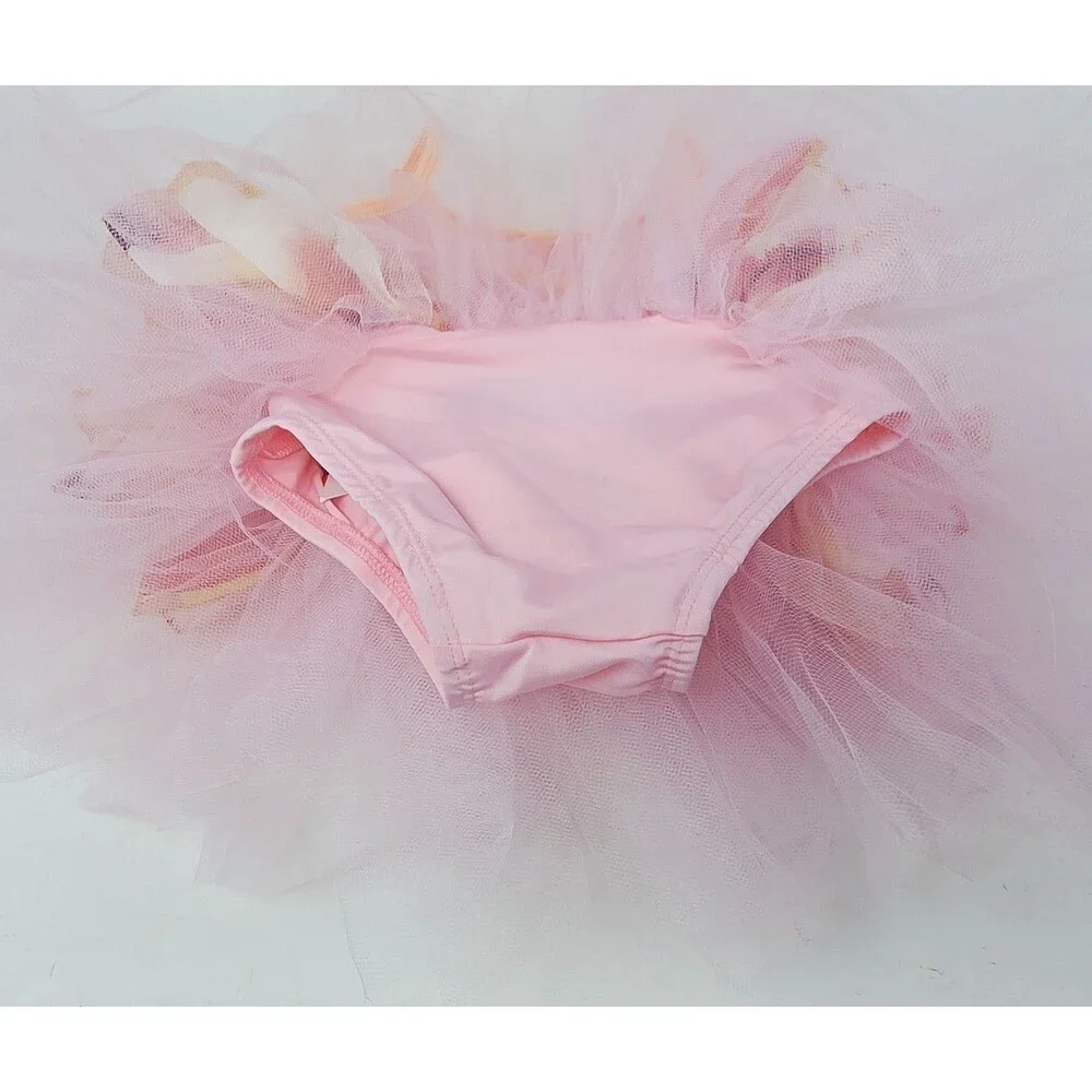 Duck Crossing Girls Ballet Tutu Skirted Leotard Dress 1pc Pink Orange Ruffle